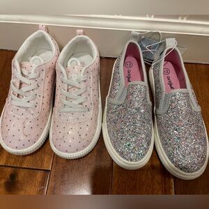 Size 12 Sneakers Poka Dot are Carters and Cat and Jack slip ons are BRAND NEW WT